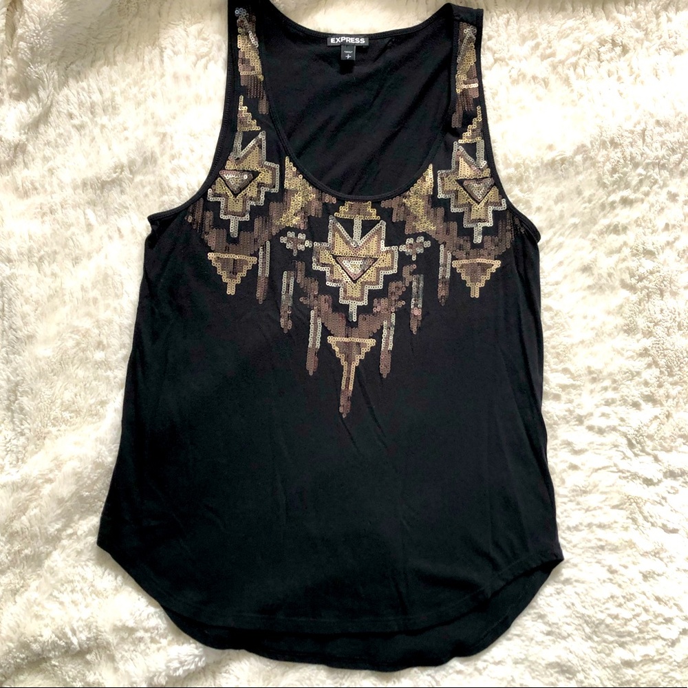 Embellished Sequin Cotton Tank Top From Express